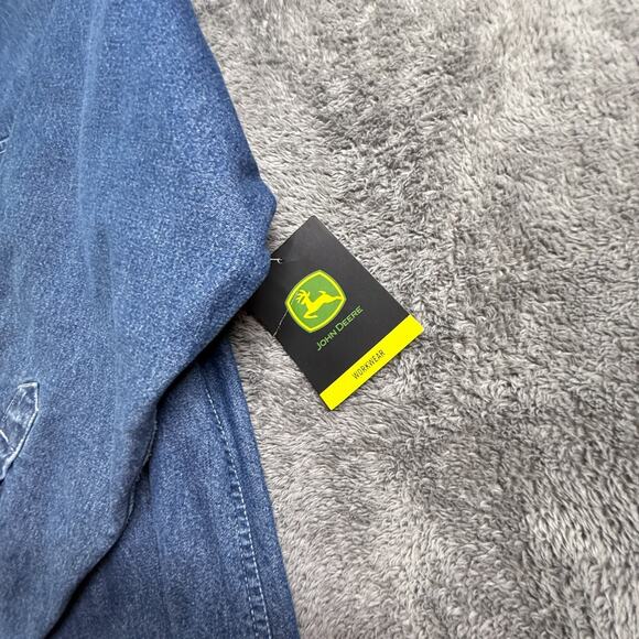 John Deere Mens XL Blue Denim Fleece Lined Shacket Shirt Button Up Workwear NWT - Picture 7 of 7